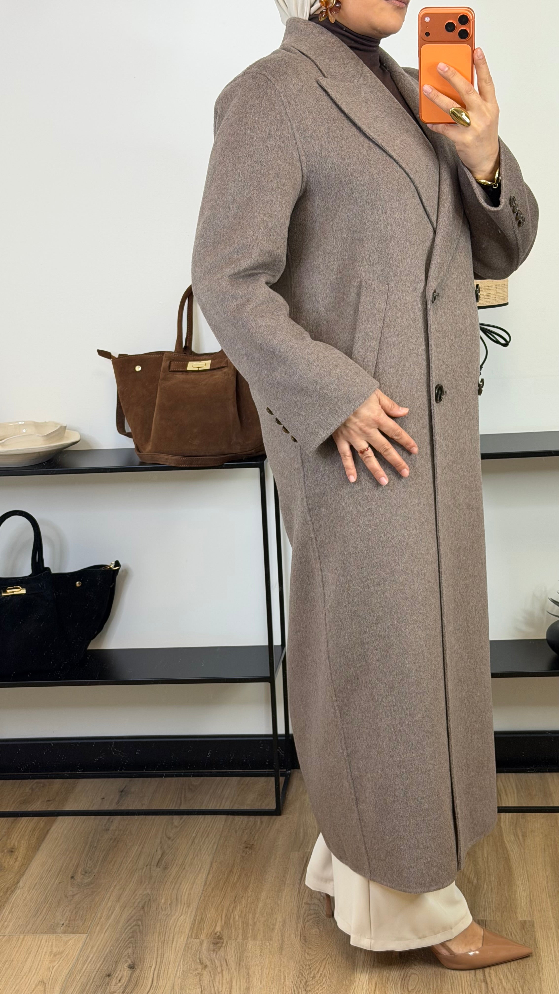 Manteau Elisa laine Premium I taupe