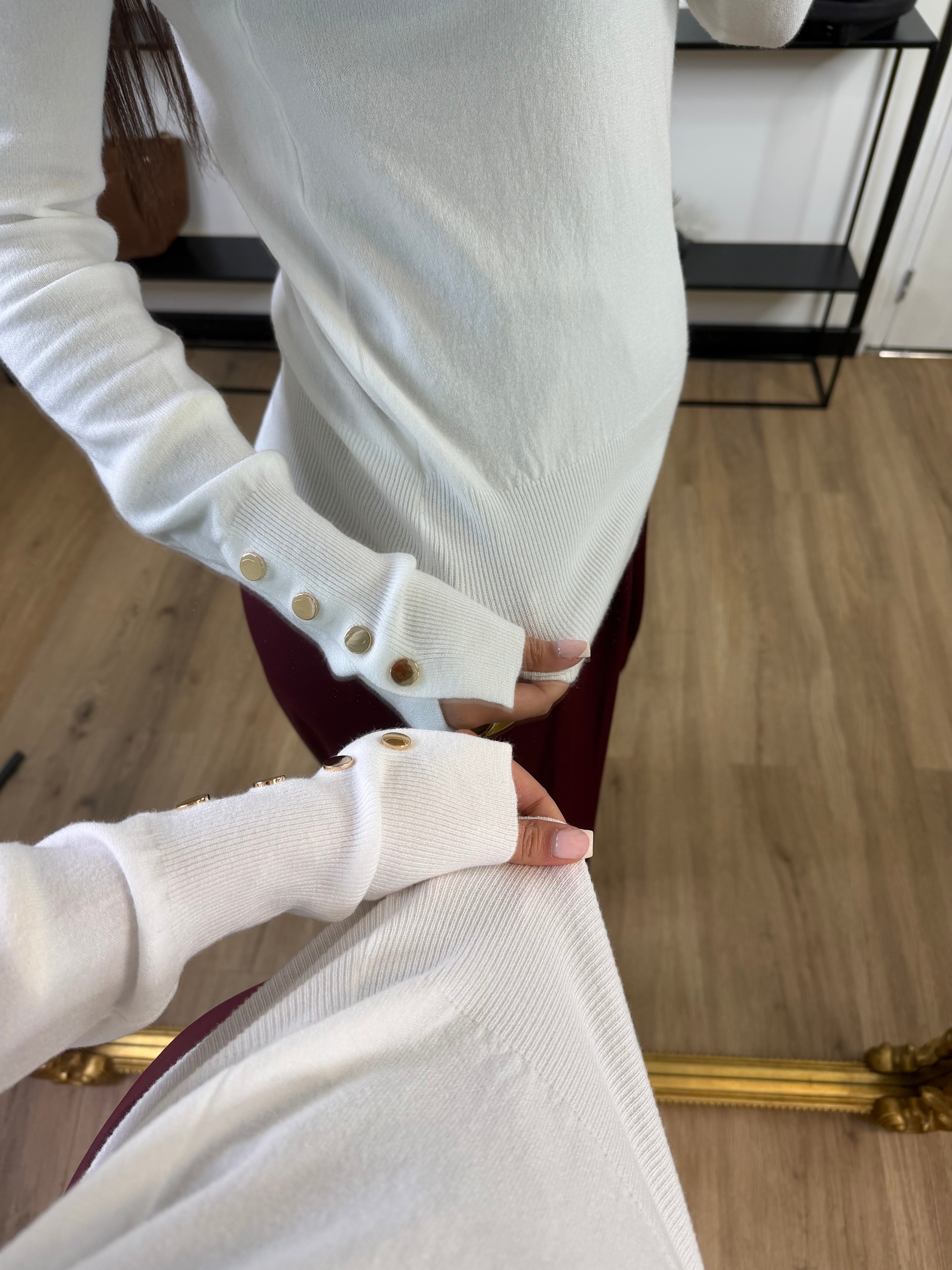 Pull Sable col V | Blanc