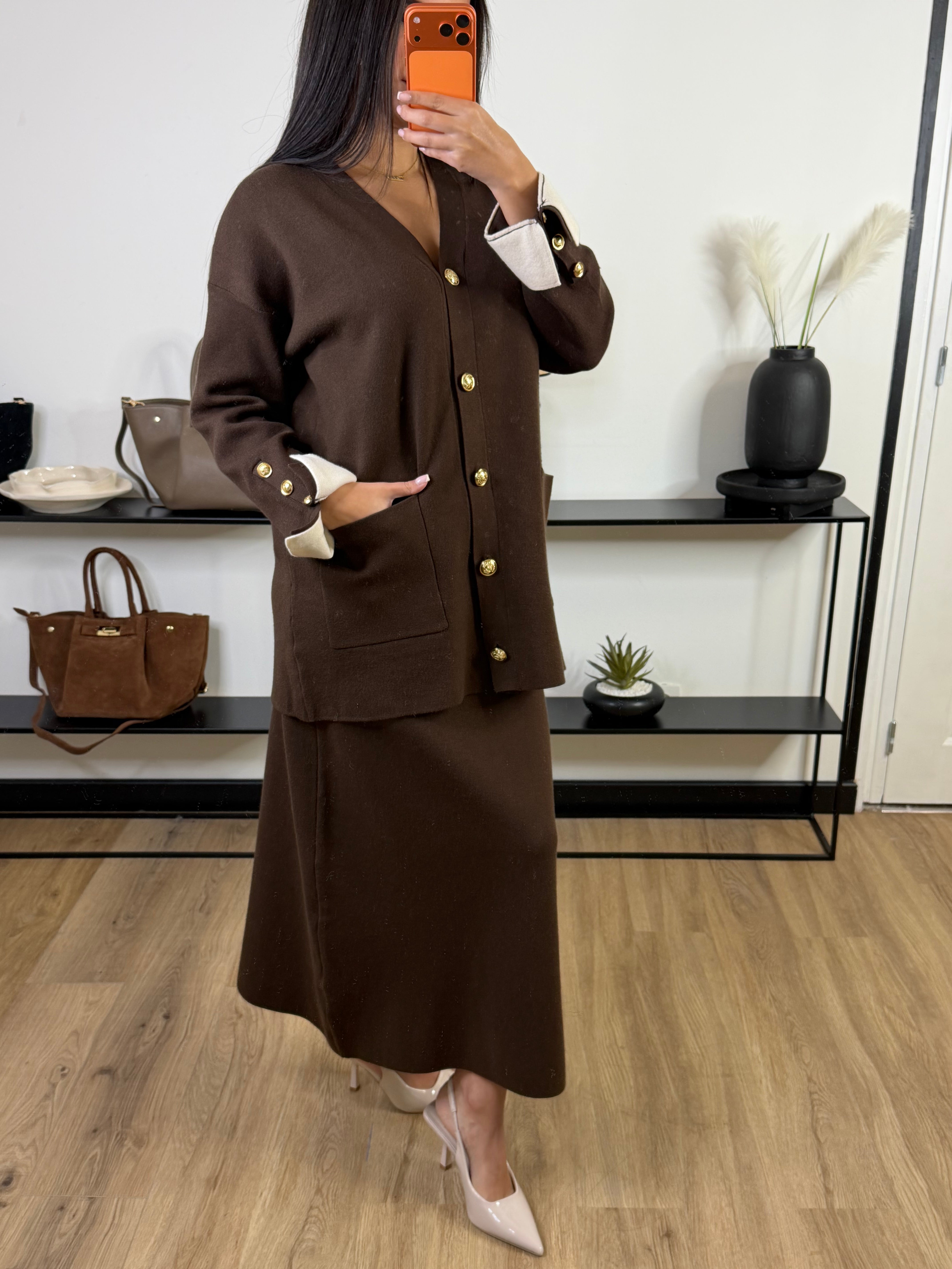 Ensemble maille jupe Sienna | Marron