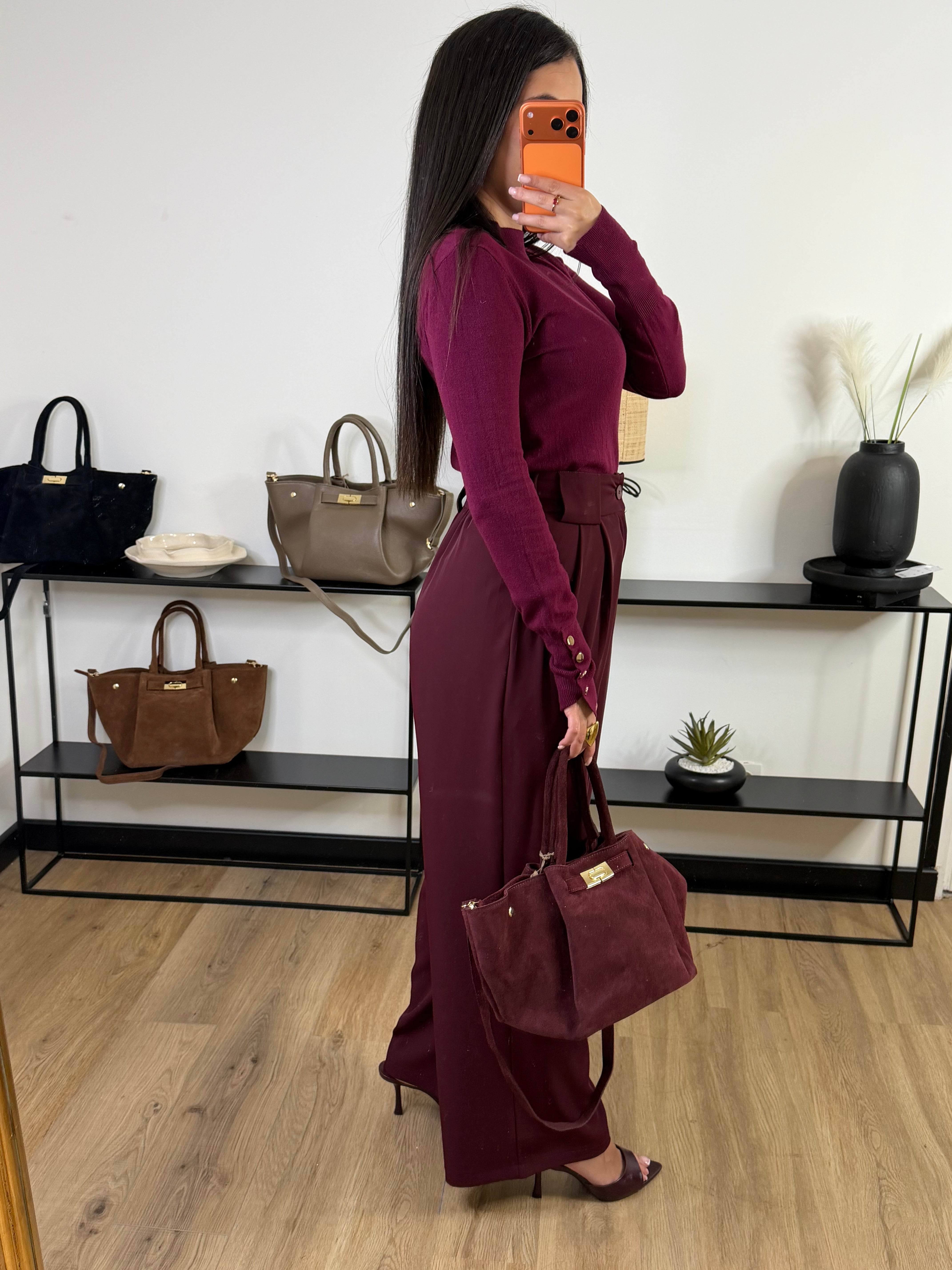 Pull Siena col rond I rouge bordeaux