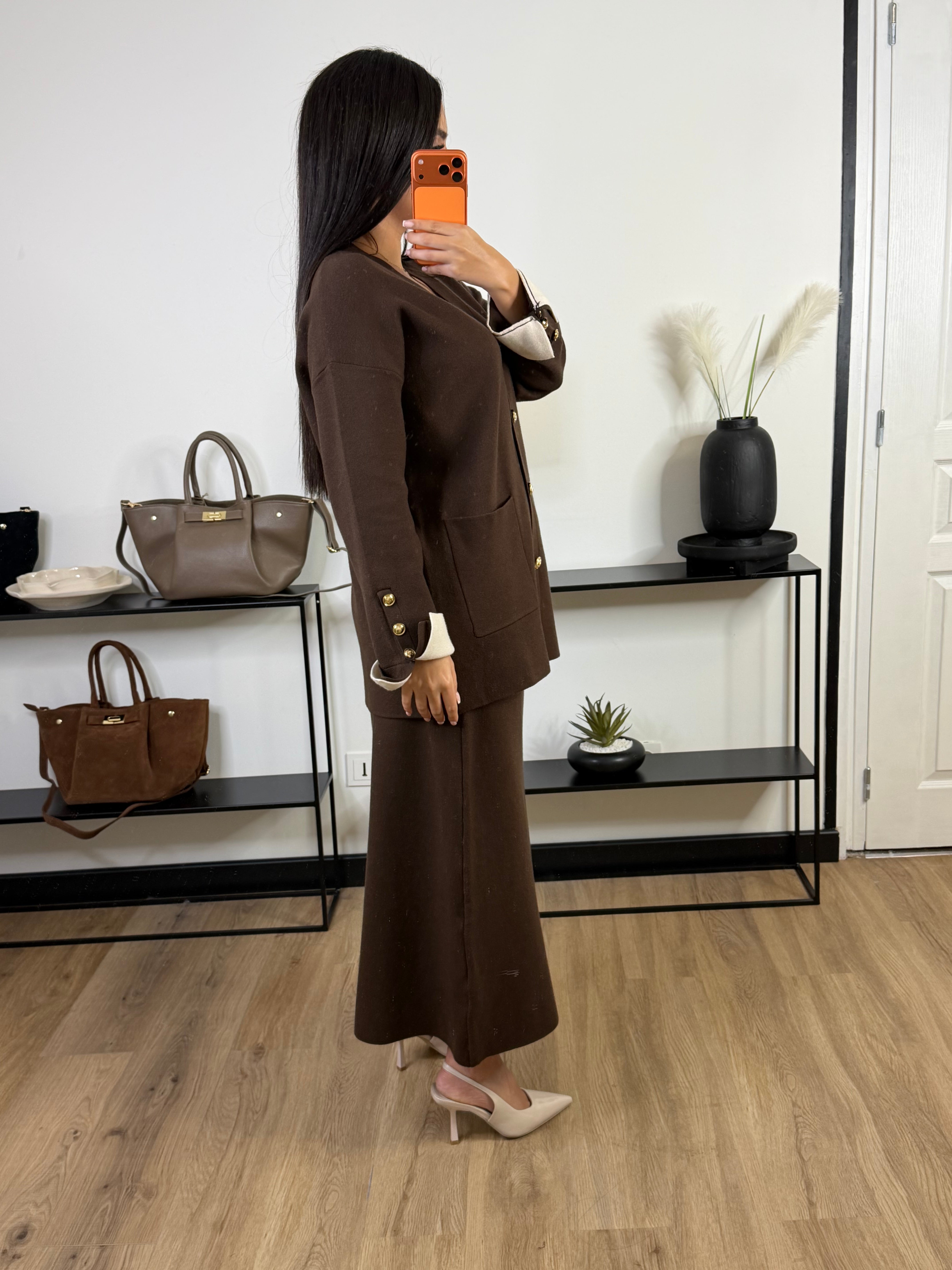 Ensemble maille jupe Sienna | Marron