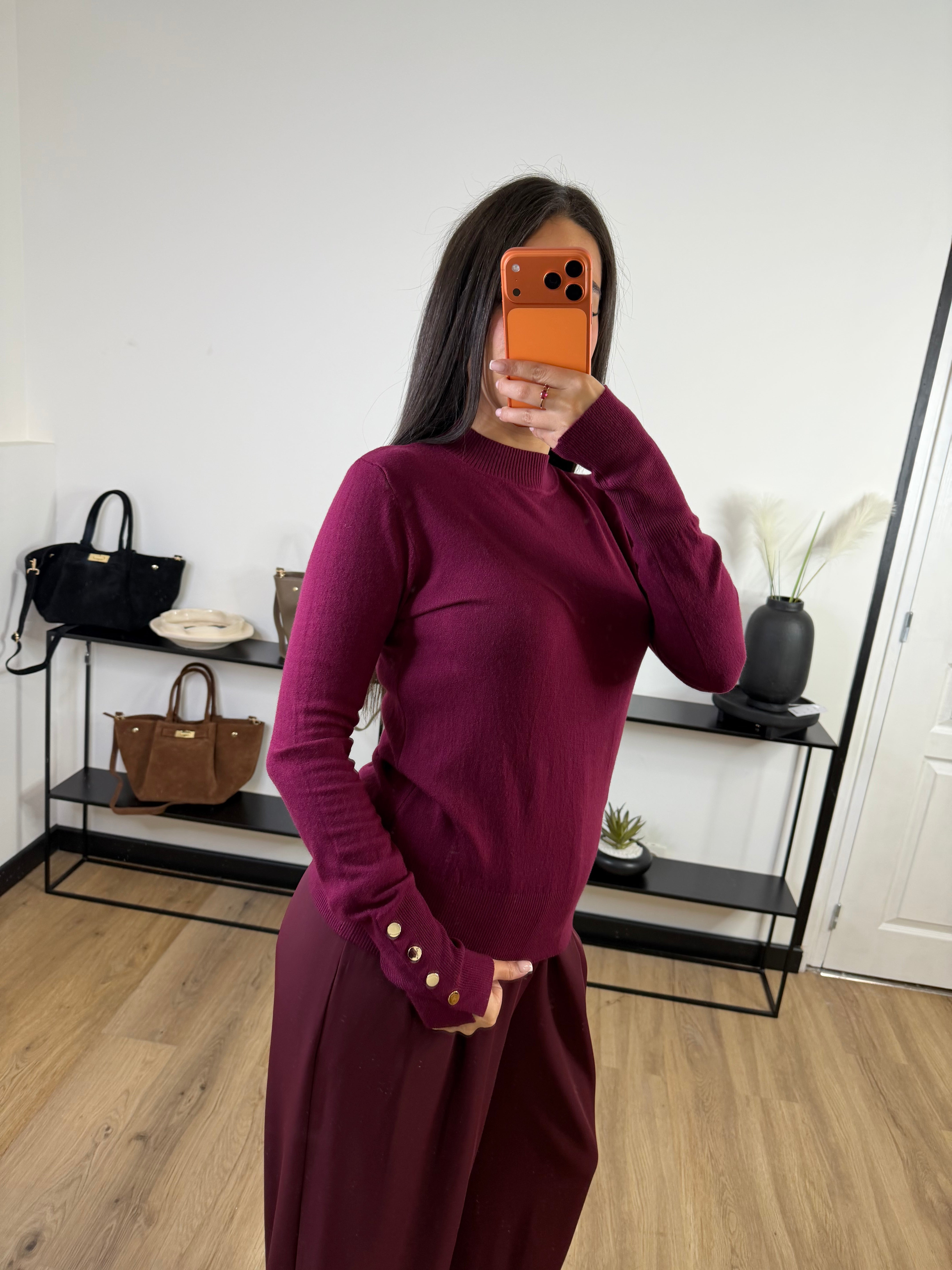 Pull Siena col rond I rouge bordeaux