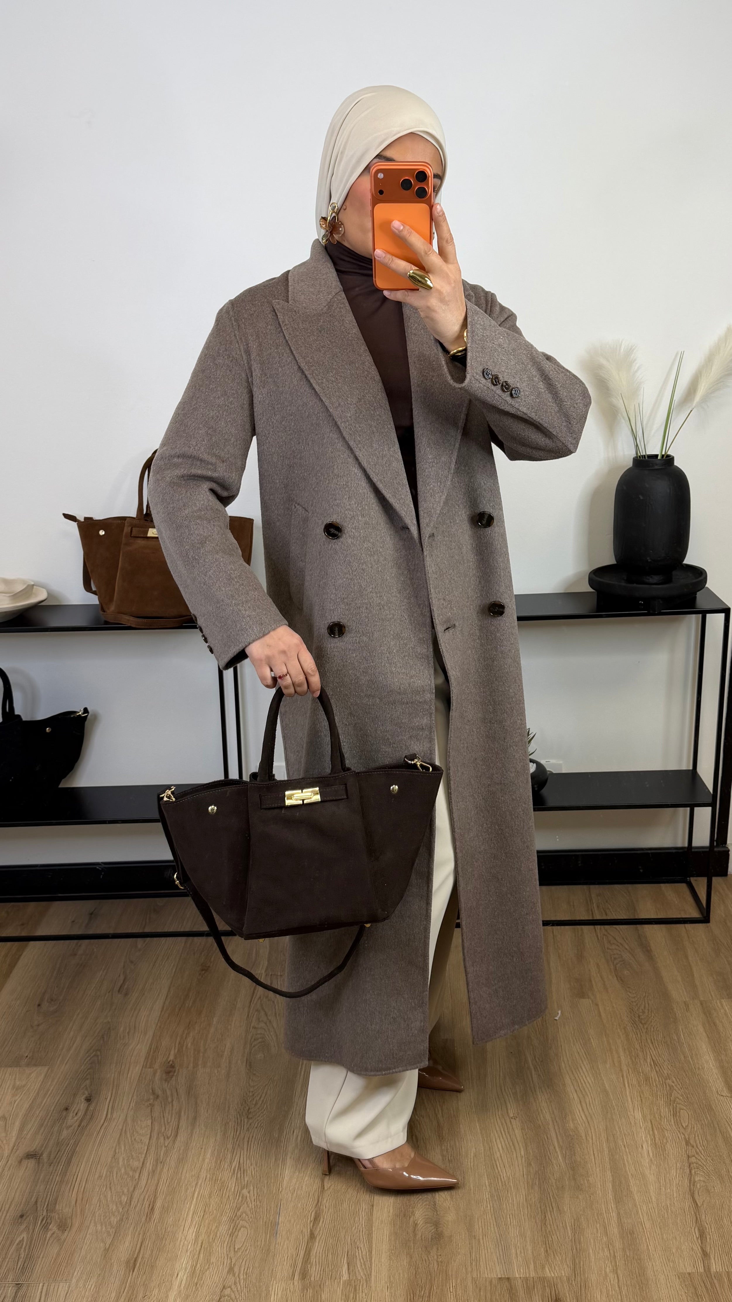 Manteau Elisa laine Premium I taupe