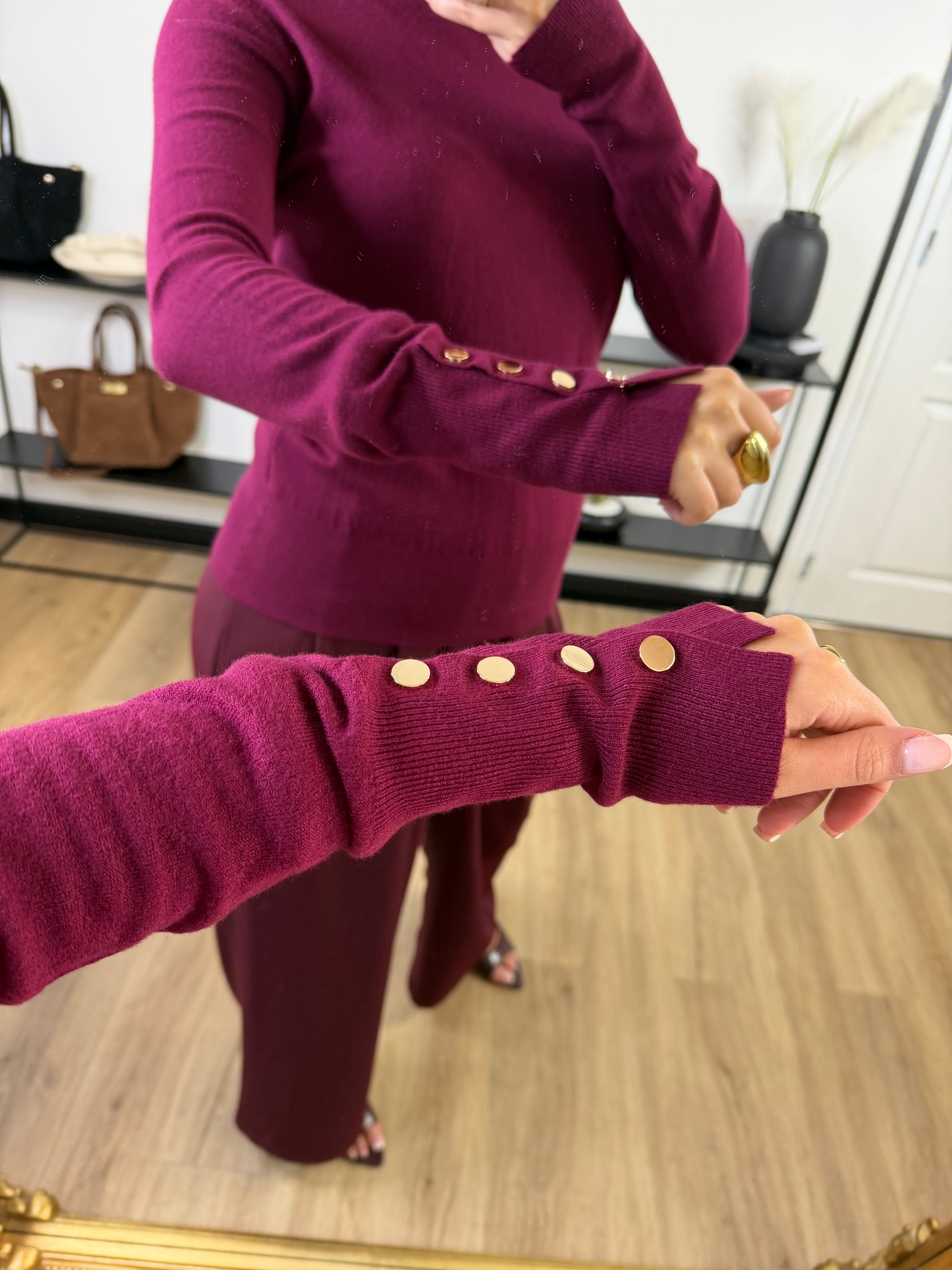Pull Siena col rond I rouge bordeaux
