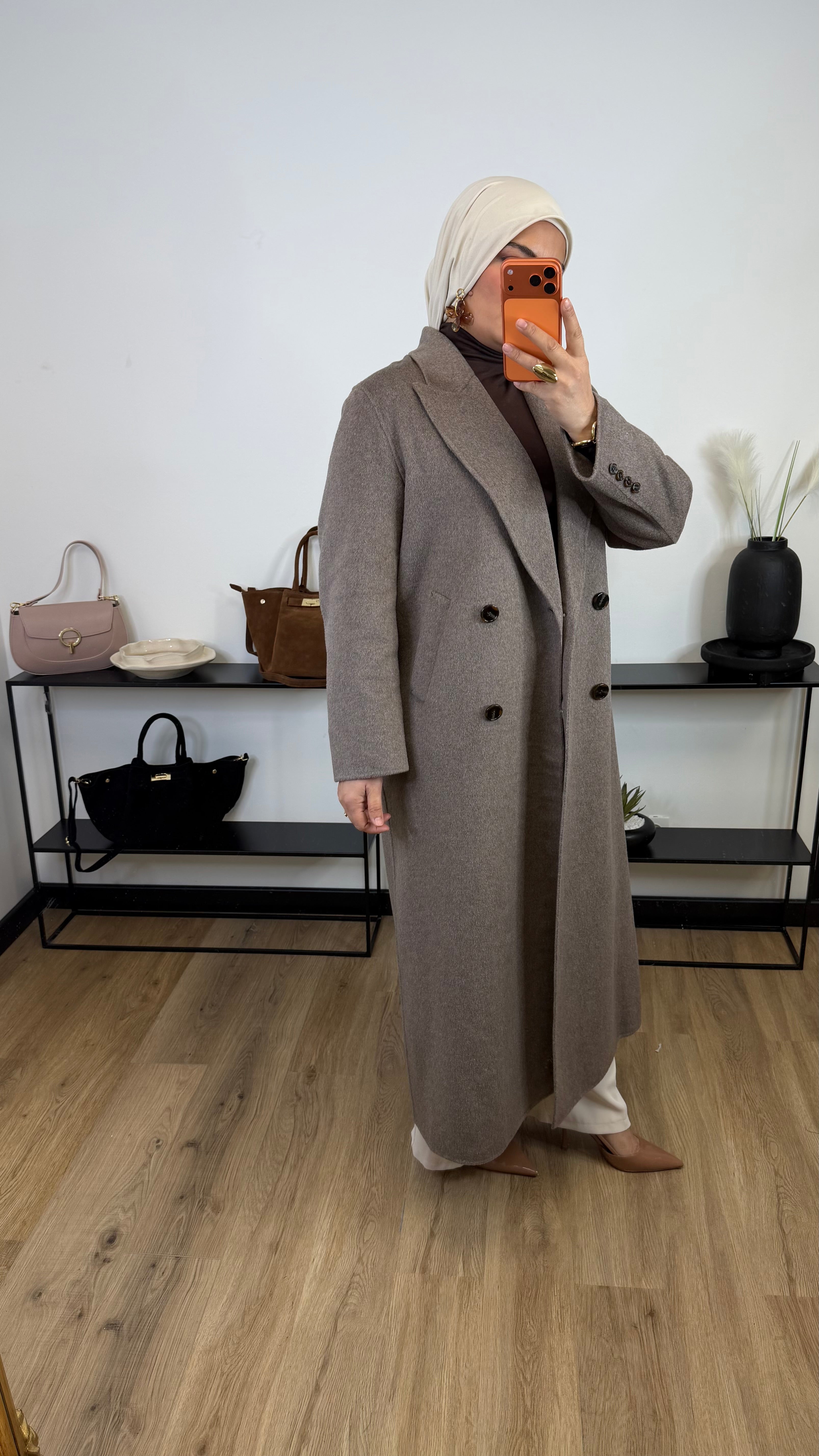 Manteau Elisa laine Premium I taupe