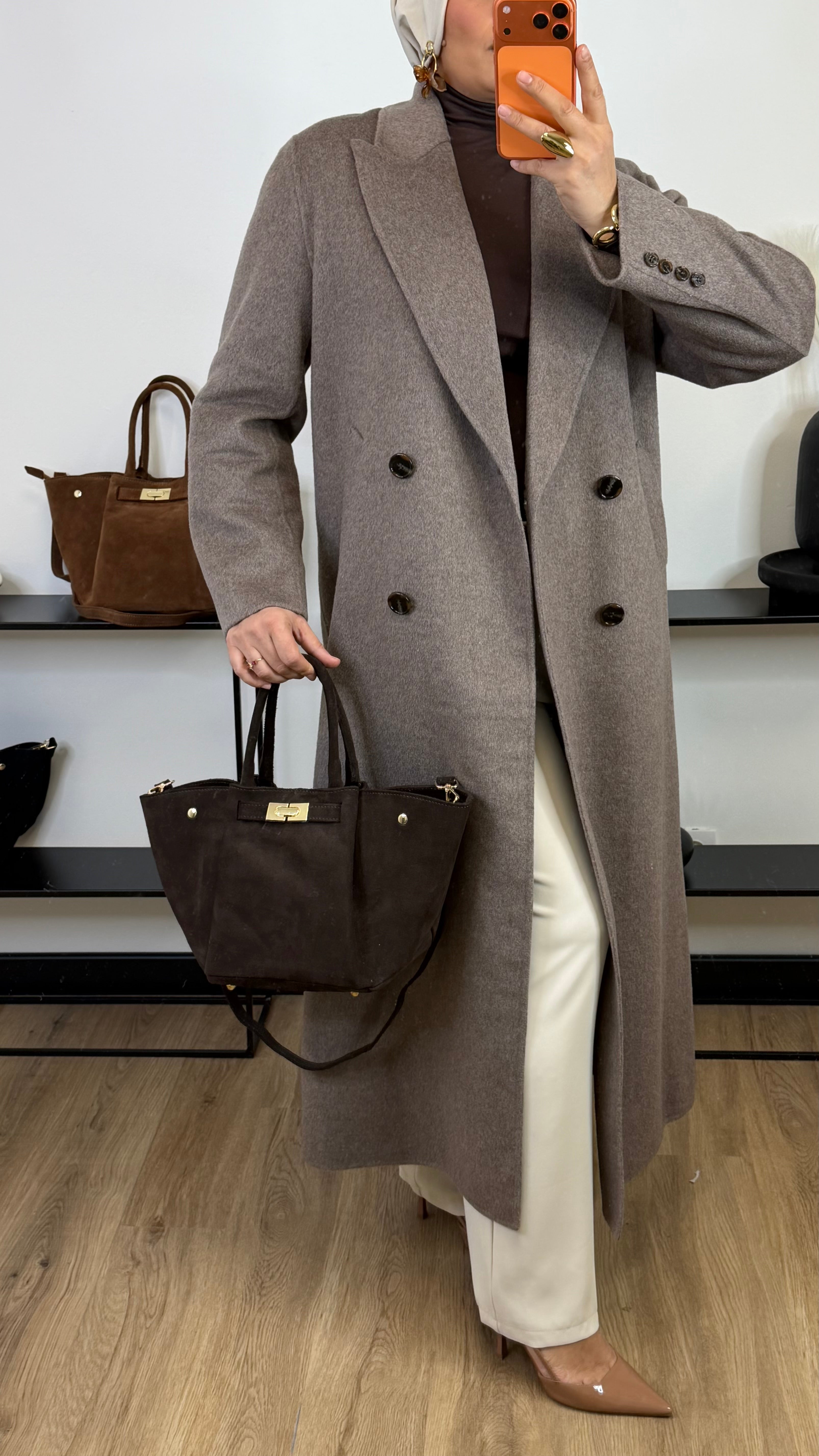 Manteau Elisa laine Premium I taupe